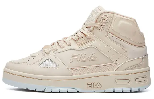 FILA Fila Teratach fabric synthetic leather comfortable and versatile high-top retro basketball shoes women's milk white