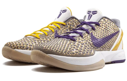 Nike zoom Kobe 6 Kobe 6 Lakers 3D PU anti-slip lightweight low-help basketball shoes men's Mi Bai