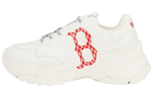 MLB Big Ball Chunky Anti-Slip And Wear-Resistant Lightweight Low-Top Chunky Sneakers Unisex White Red