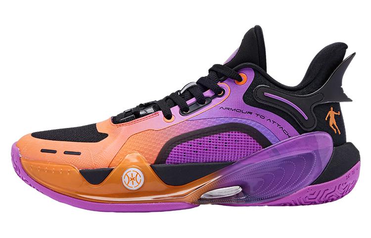 QIAODAN Halberd 6 Cushioning Slip Resistant Mid top Basketball Shoes Men’s Purple Orange
