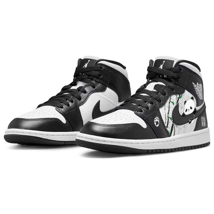 Jordan Air Jordan 1 Abrasion Resistant Slip Resistant Mid top Vintage Basketball Shoes Women’s Black White