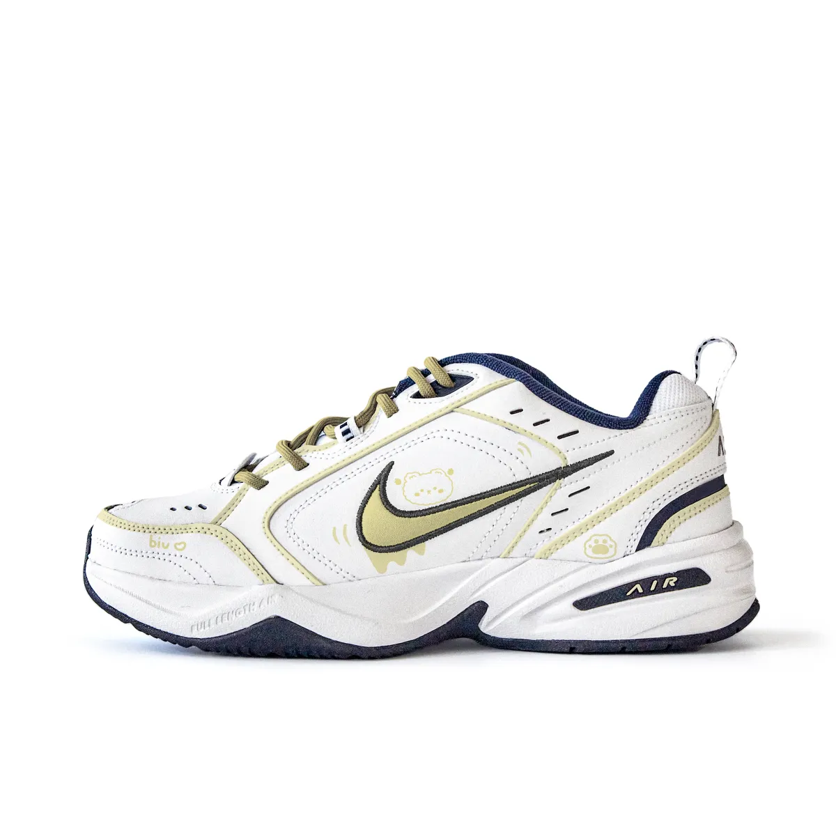 Nike Air Monarch 4 Abrasion Resistant Slip Resistant Low top Chunky Sneakers Unisex Yellow White
