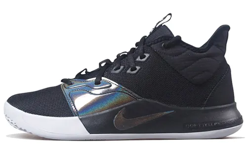 Nike PG 3 EP Iridescent Pickled Pepper 3 Paul George Rainbow Comfortable Shock Absorption Low Top Practical Basketball Shoes Men's Black and White Domestic Version