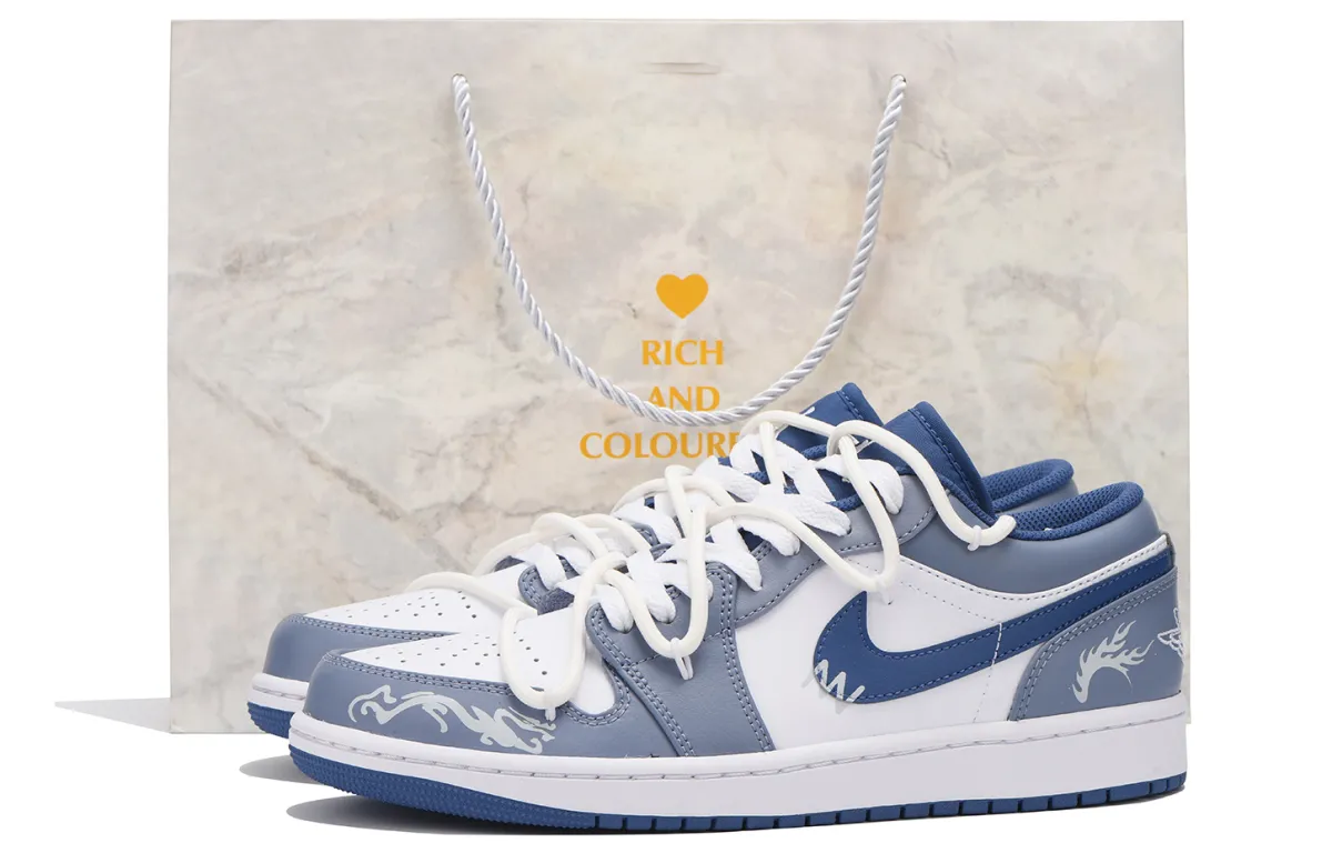 Jordan Air Jordan 1 Low top Vintage Basketball Shoes Men's Blue White