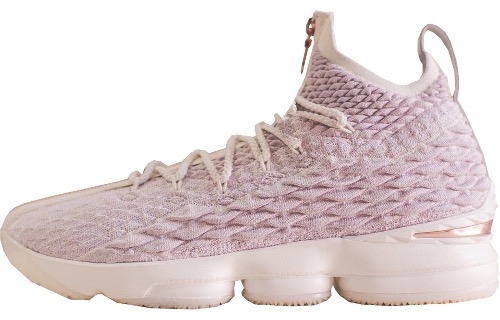 Nike Lebron 15 Performance Kith Rose Gold Zipper Lebron 15 Round-toe lace, non-slip and lightweight, middle-top practical basketball shoes, men's rose pink