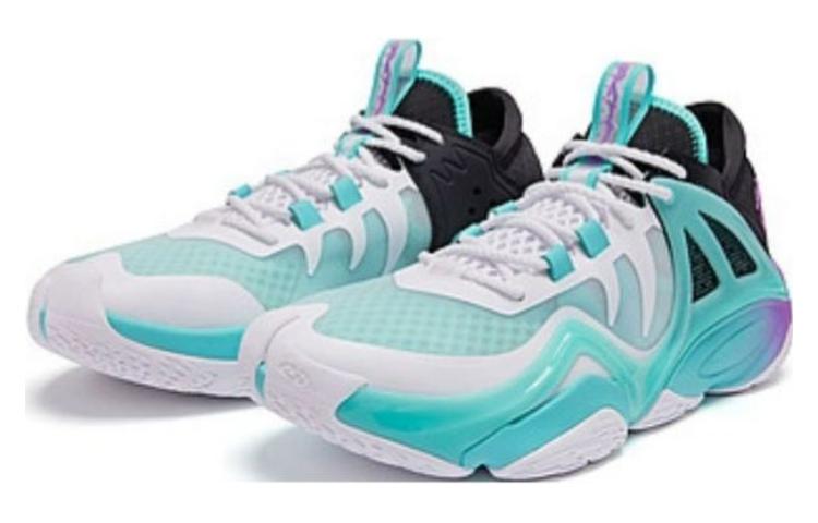 QIAODAN Slip Resistant Abrasion Resistant Slip Resistant Abrasion Resistant Low top Basketball Shoes Men’s Green Purple