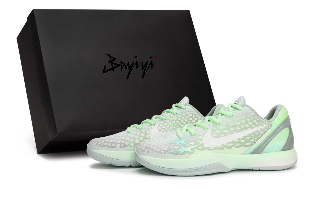 Nike Zoom Kobe 6 811 Manufacturing, White Peach Starry Green Blue, Special Shoe Box Slip Resistant Abrasion Resistant