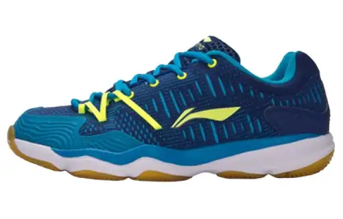 Li Ning Double Jacquard Training Slip Resistant Abrasion Resistant Low top Badminton Shoes Unisex Glossy Finish Blue