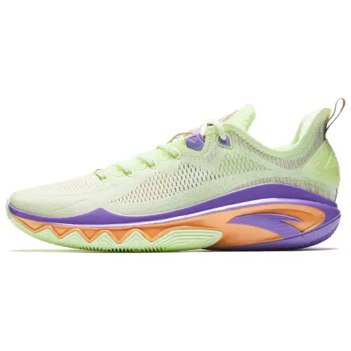 Anta Swagger 2 Cushioning Abrasion Resistant Rebound Low top Basketball Shoes Men's Green Purple
