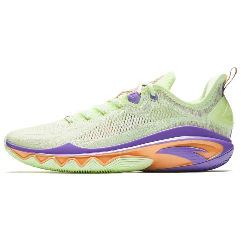 Anta Swagger 2 Cushioning Abrasion Resistant Rebound Low top Basketball Shoes Men's Green Purple