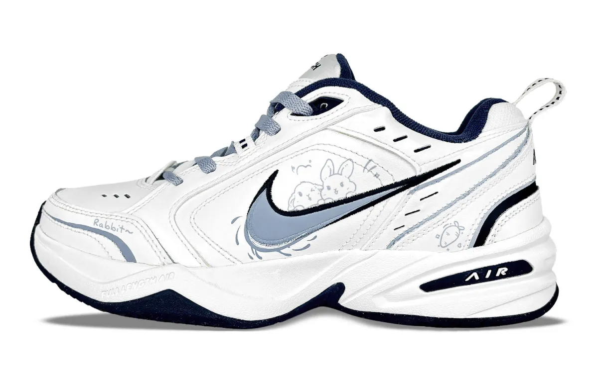 Nike Air Monarch 4 Slip Resistant Slip Resistant Low top Chunky Sneakers Unisex Blue White