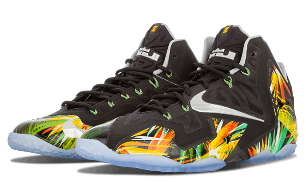 Мужские кроссовки Nike Lebron 11 Everglades (черные) — 黑/金属银/狼灰 — фото 2