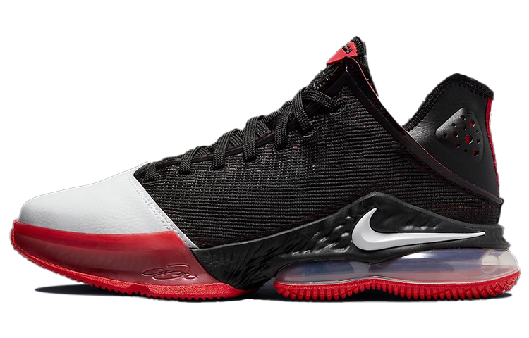 Nike Lebron 19 round head comfortable low top practical basketball shoes men's black and white red
