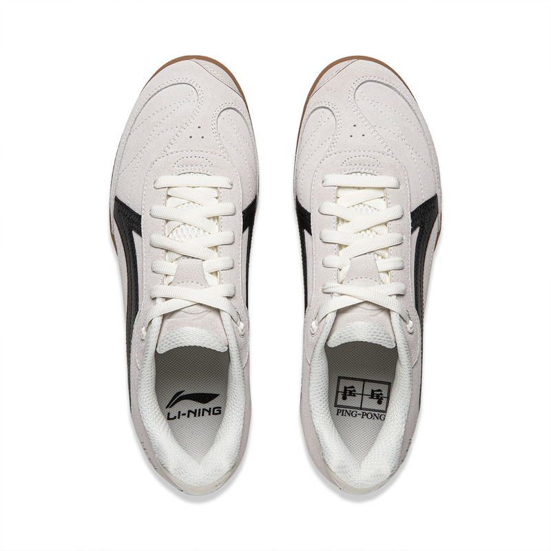 Li Ning Abrasion Resistant Breathable Casual Scenario Low top Table Tennis Shoes Unisex Ivory Black