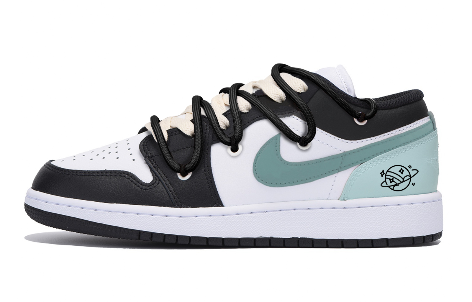 Jordan Air Jordan 1 Slip Resistant Abrasion Resistant Low top Vintage Basketball Shoes Men’s Black Green