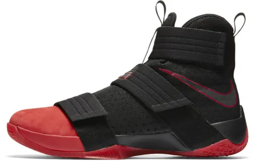 Nike Zoom soldier 10 LeBron Un-Cleated soldier 10 round toe non-slip wear-resistant lightweight high-top practical basketball shoes men's black and red