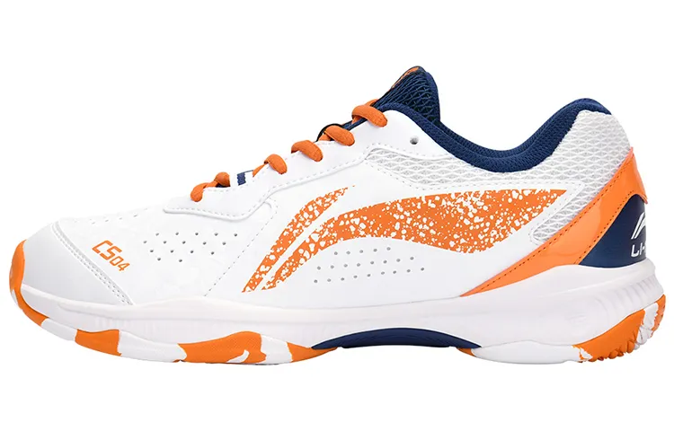 Li Ning Slip Resistant, Abrasion Resistant, Breathable, Lightweight Low top Badminton Shoes Unisex White Ice Orange