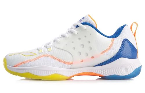 LiNing 2 Cushioning, Slip Resistant, Abrasion Resistant, Support, Rebound Low Top Badminton Shoes Men's White Blue