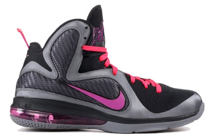 Мужские кроссовки Nike Lebron 9 Miami Nights (серые с черным) — 酷灰/活力紫/黑/樱桃红 — фото 2