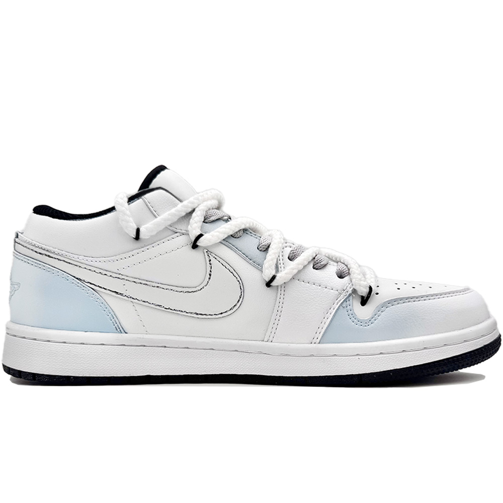 Jordan Air Jordan 1 ‘Wolf Grey’ Mercury Record Low top Vintage Basketball Shoes Unisex White Blue