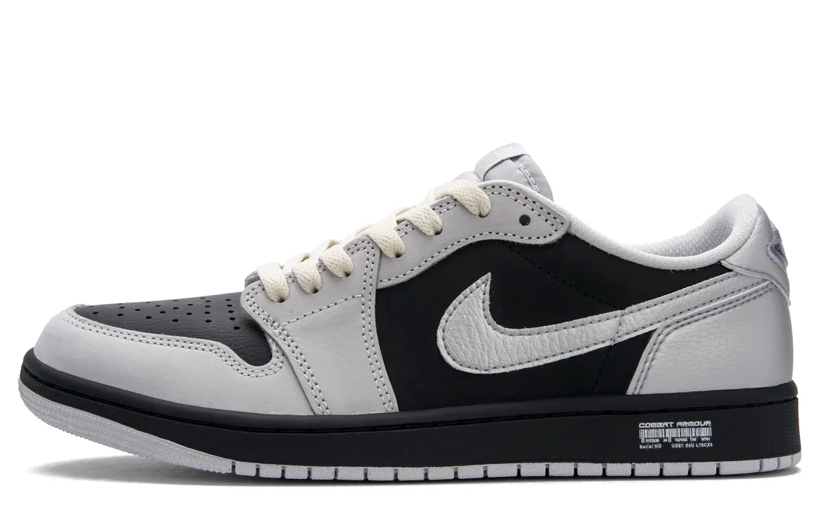 Jordan Air Jordan 1 Cyber Silver Wing Low-top Vintage Basketball Shoes Unisex Black Silver