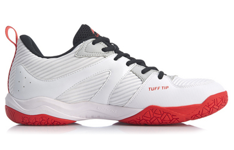 Li Ning Textile, Synthetic Leather Cushioning, Wear Resistant Low top Badminton Shoes Men’s White Red