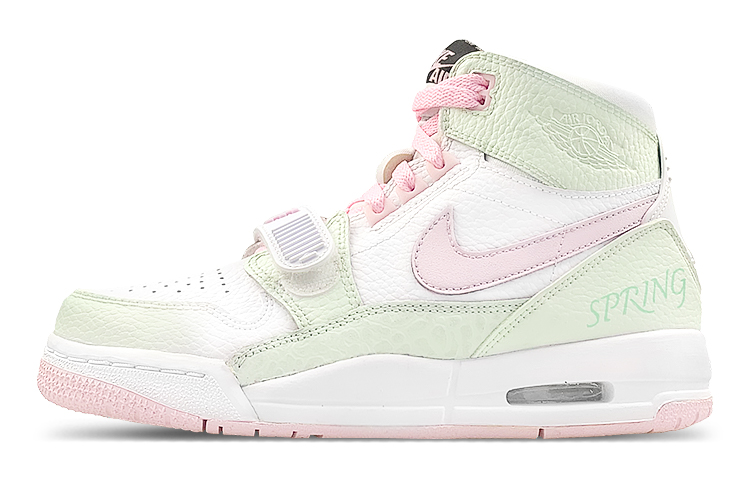 Jordan Legacy 312 High top Vintage Basketball Shoes Women’s White Green Pink
