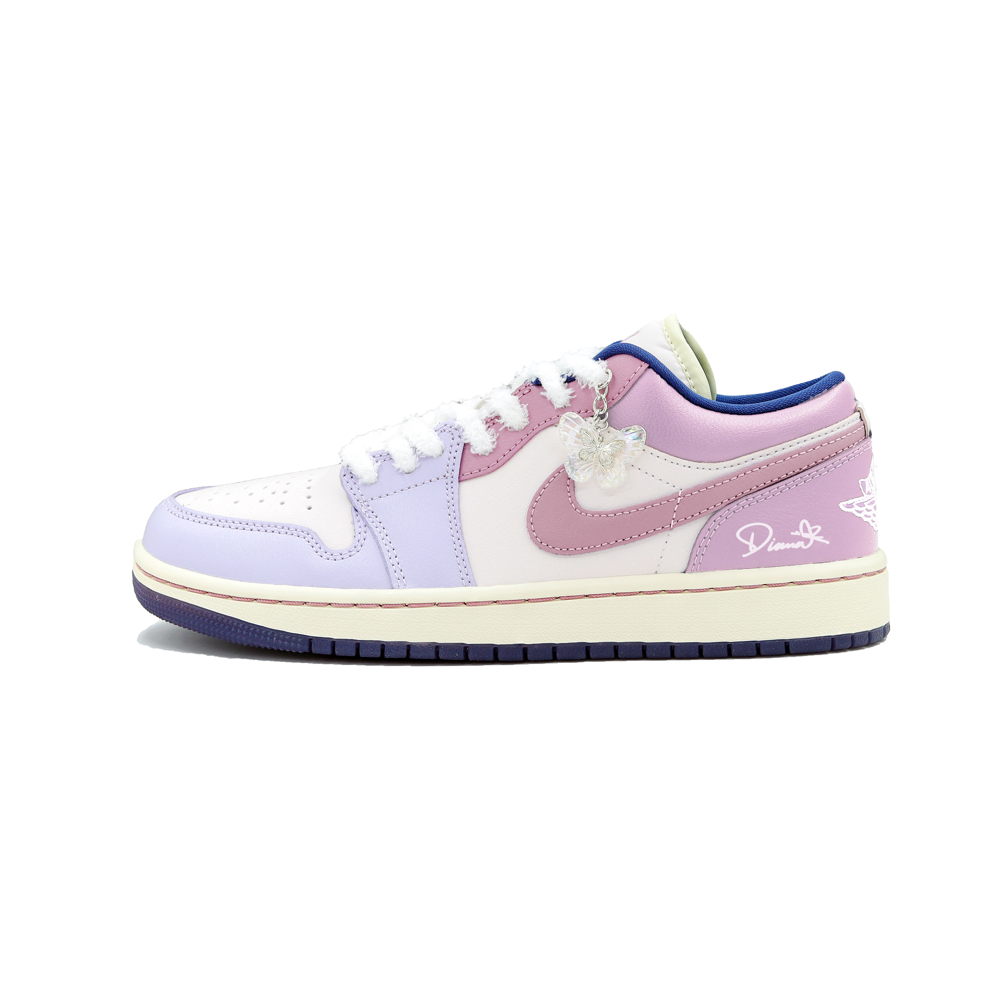 Jordan Air Jordan 1 Cushioning Slip Resistant Abrasion Resistant Low top Basketball Shoes Women’s Pink Purple