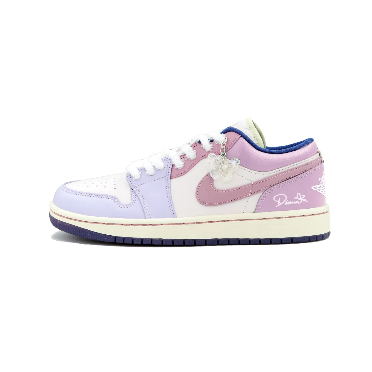 Jordan Air Jordan 1 Cushioning Slip Resistant Abrasion Resistant Low top Basketball Shoes Women's Pink Purple