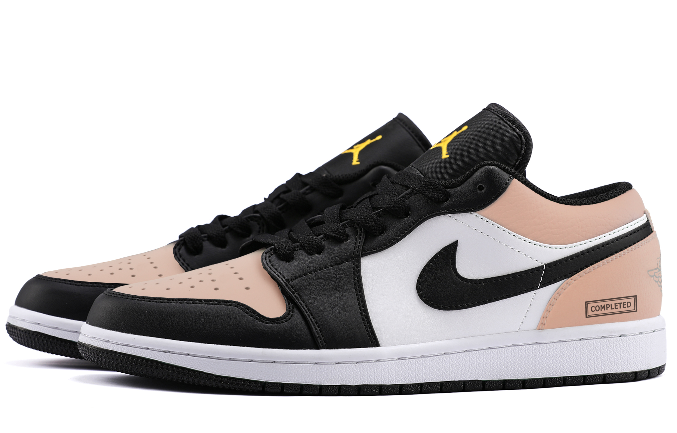 Jordan Air Jordan 1 Abrasion Resistant Low top Vintage Basketball Shoes Unisex Black Pink