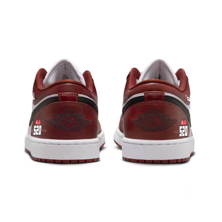 Jordan Air Jordan 1 Slip Resistant Abrasion Resistant Low top Vintage Basketball Shoes Unisex Red