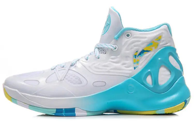 Li Ning SONIC 5 Slip Resistant Abrasion Resistant High top Basketball Shoes Men's Bright Aqua Blue