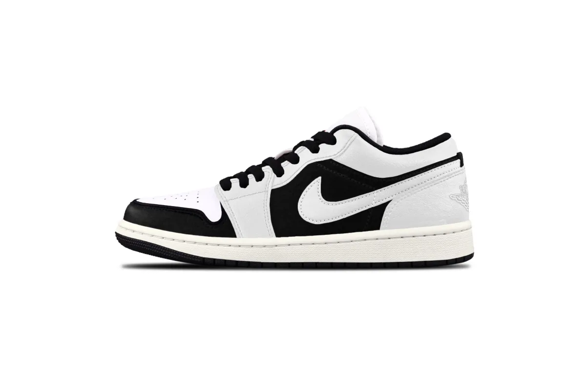 Jordan Air Jordan 1 Panda Cushioning Abrasion Resistant Low top Vintage Basketball Shoes Unisex Black White
