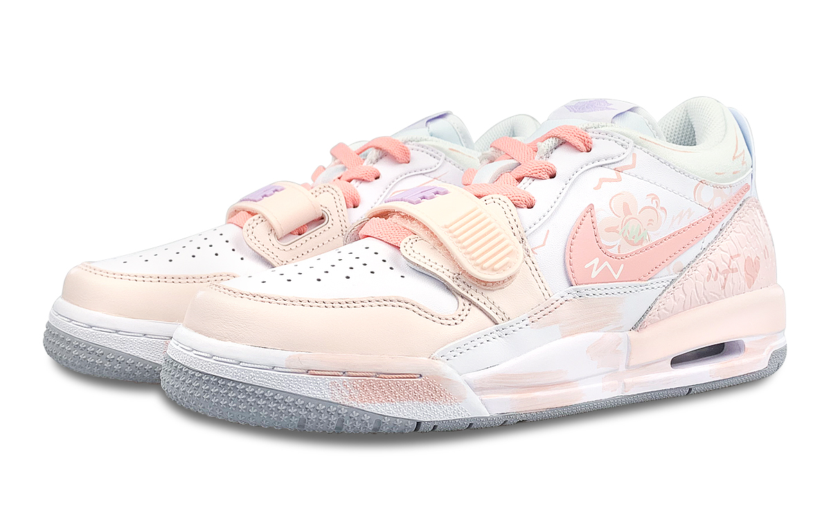 Jordan Legacy 312 Slip Resistant Abrasion Resistant Low top Vintage Basketball Shoes Women’s White Pink