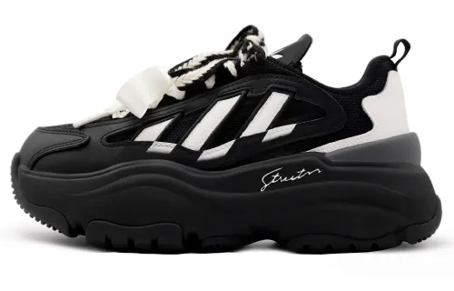 Adidas Originals OZGAIA Whispering Mist Slip Resistant Abrasion Resistant Low top Chunky Sneakers Women's Black White
