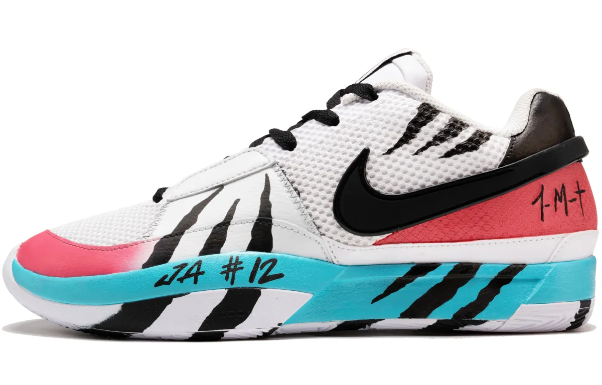 Nike Ja 1 Abrasion Resistant Low top Basketball Shoes Men's Black White Blue Asian Version