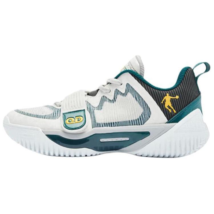 QIAODAN 6TEAM Refinement Slip Resistant Abrasion Resistant Low top Basketball Shoes Men’s Gray Green