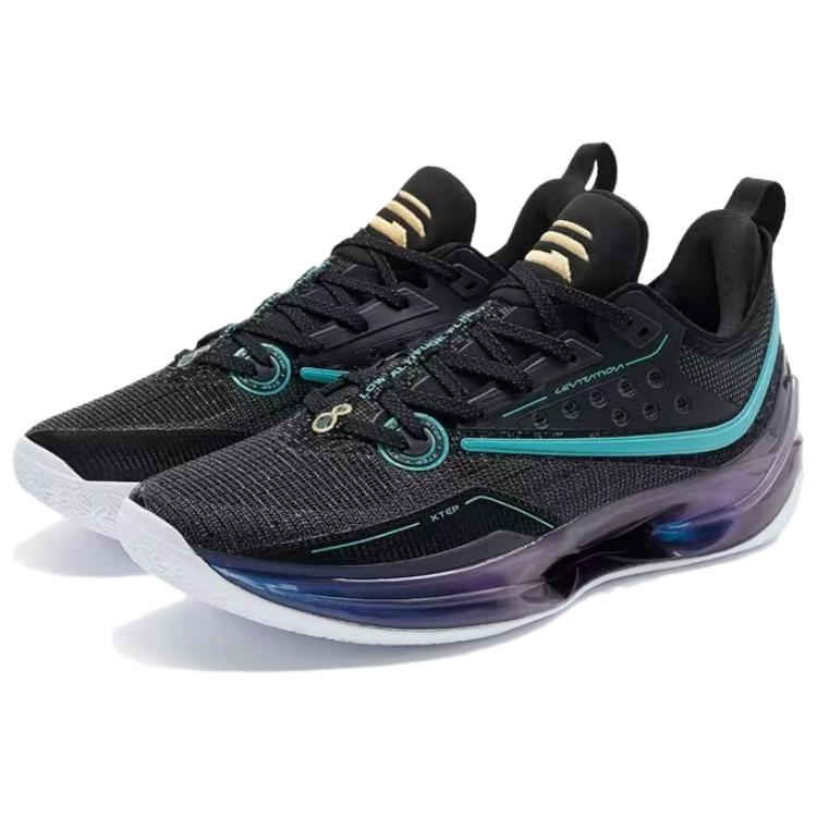 XTEP Yuwun 8 Comfortable And Breathable Cushioning, Wear Resistant Low top Basketball Shoes Men’s Black Blue