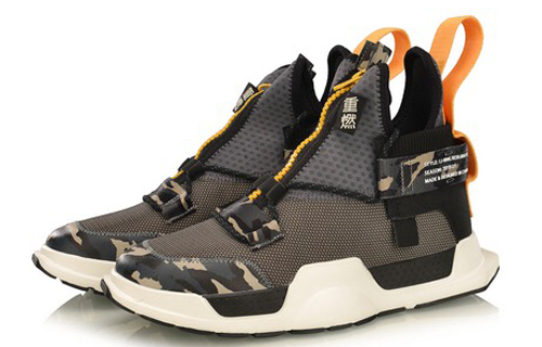 Li Ning Reburn Ws Slip Resistant Lightweight Non slip Lightweight Mid top Vintage Basketball Shoes Unisex Camouflage