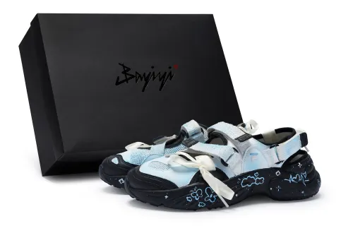FILA FUSION Conch 811 Manufacturing, Blue Floral World, Special Shoe Box Beach Sandals Women's Blue White