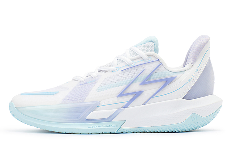 361° Big3 4.0 QUICK skates, comfortable and breathable, shock-absorbing, non-slip, wear-resistant and balanced, low-top practical basketball shoes, men's white and blue