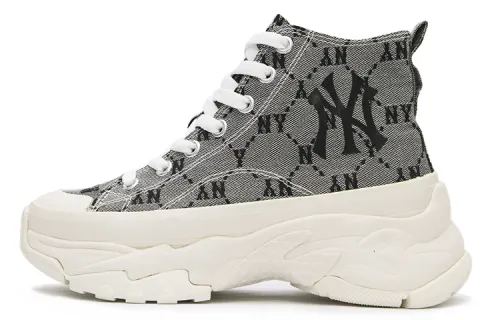 MLB Chunky High Slip Resistant Height Increasing High top Canvas Shoes Unisex Gray