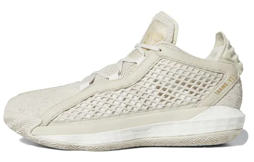 Adidas D lillard 6 Gca Leather comfortable and versatile non-slip low-top basketball shoes men's yellow and white