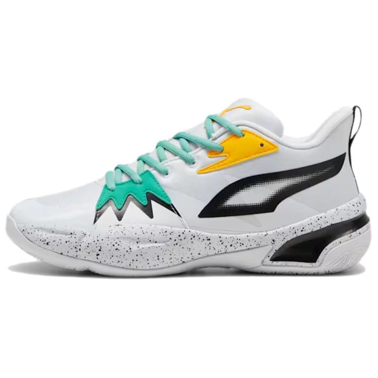 PUMA Genetics Slip Resistant Abrasion Resistant Cushioning Low top Basketball Shoes Unisex Gray Green