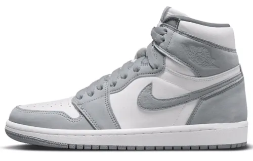 Jordan Air Jordan 1 High OG Grey White Abrasion Resistant Slip Resistant High top Vintage Basketball Shoes Men's