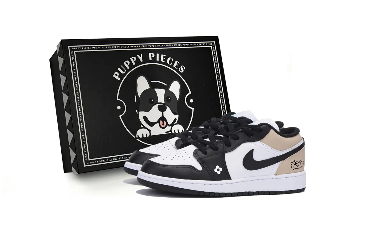 Jordan Air Jordan 1 Swaying Latte, Special Shoe Box Slip Resistant Low top Vintage Basketball Shoes Men's White Brown