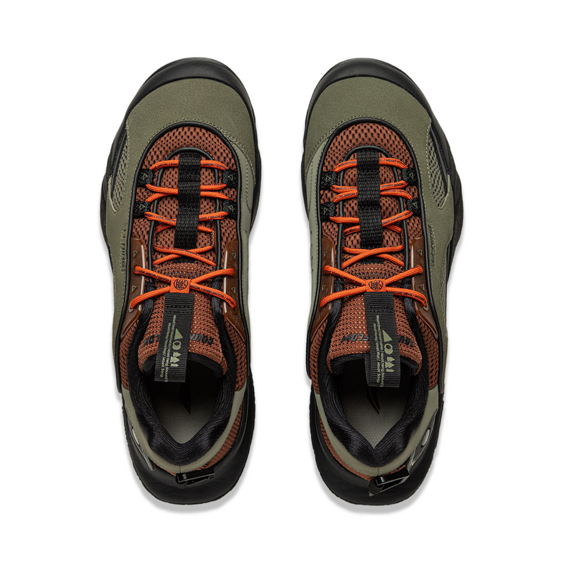 Li Ning CF Tracing, Hiking EDC Cushioning Slip Resistant Abrasion Resistant Low top Hiking Shoes Unisex Green Umber