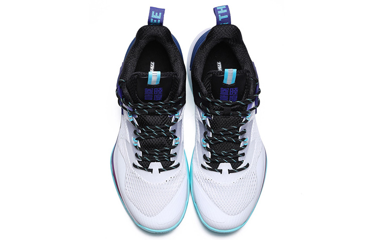 361° QU!KFOAM Fabric Cushioning Slip Resistant Abrasion Resistant Mid top Basketball Shoes Men’s White Blue Purple