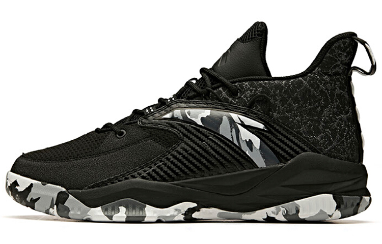 Anta Cushioning Abrasion Resistant Slip Resistant Mid top Basketball Shoes Men’s Black White Gray