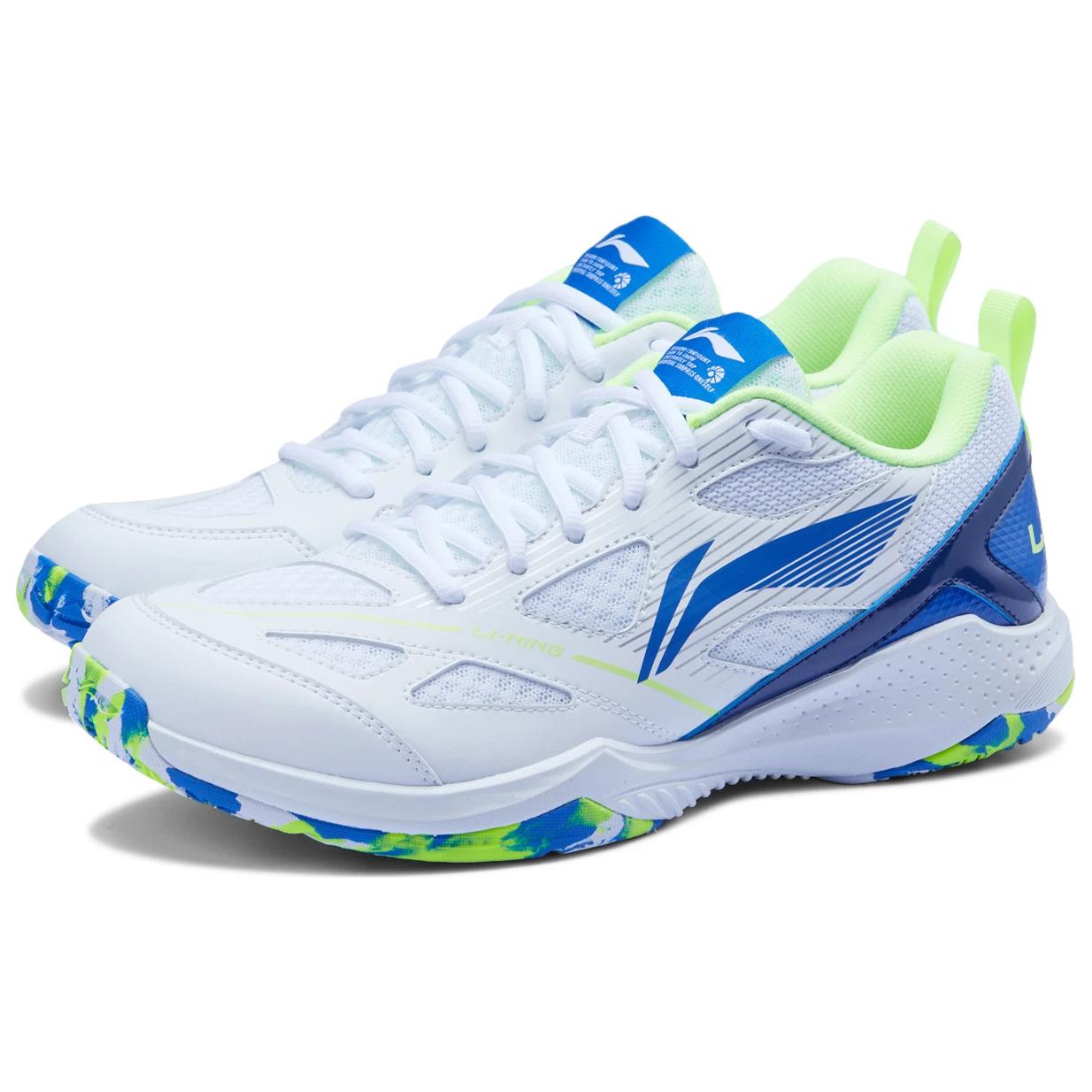 Li Ning Gale Lite Slip Resistant, Abrasion Resistant, Breathable Low top Badminton Shoes Unisex White Blue